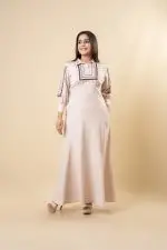 Geometric Embroidered Godet Detailed Maxi Dress - Image 5