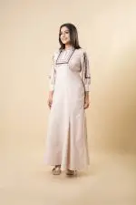 Geometric Embroidered Godet Detailed Maxi Dress - Image 4