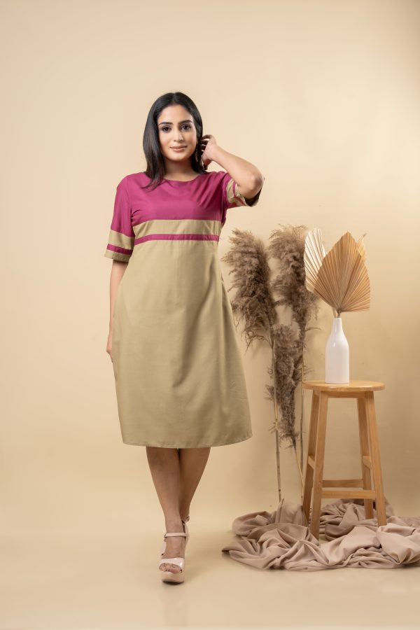 Two-Tone Contrast Short Dress - Image 2