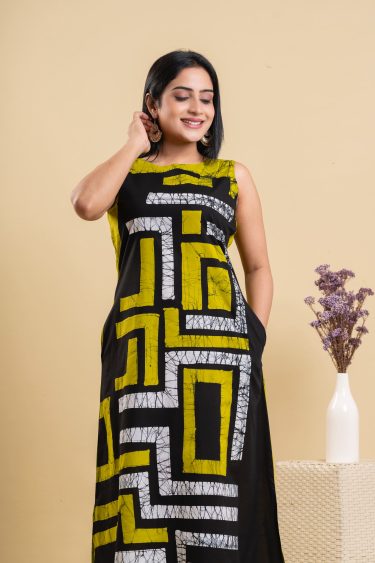 Abstract Printed Batik Dress