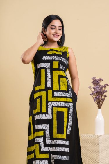 Abstract Printed Batik Dress