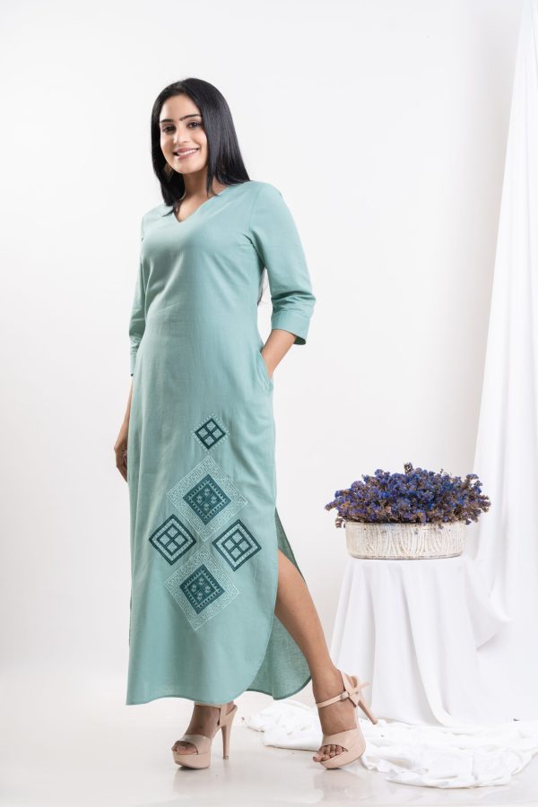 Geometric embroidered maxi dress