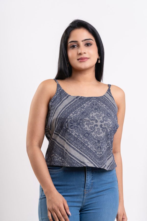 Geometric Patterned Cami Top With Adjustable Strap - Image 2