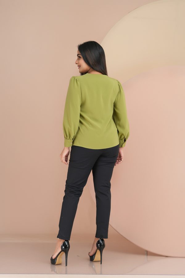 V Necked Button Up Long Sleeve Top - Image 5