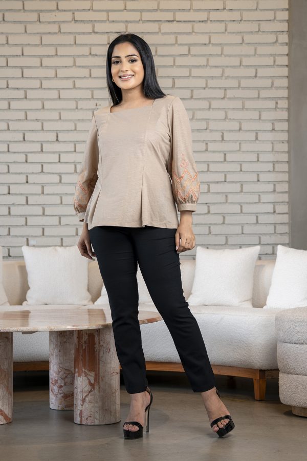 Square Neck Sleeve Embroidered Blouse - Image 5