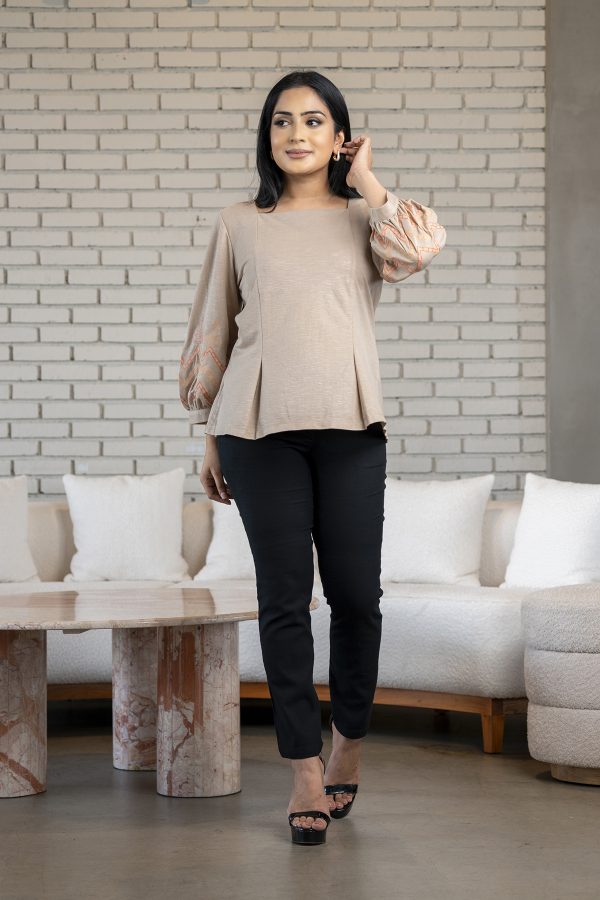 Square Neck Sleeve Embroidered Blouse - Image 4