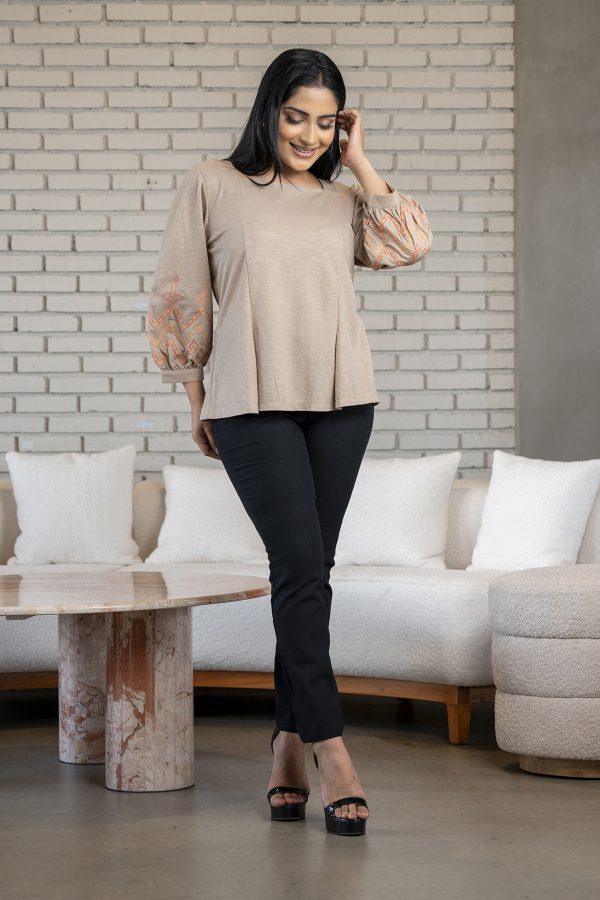 Square Neck Sleeve Embroidered Blouse - Image 3