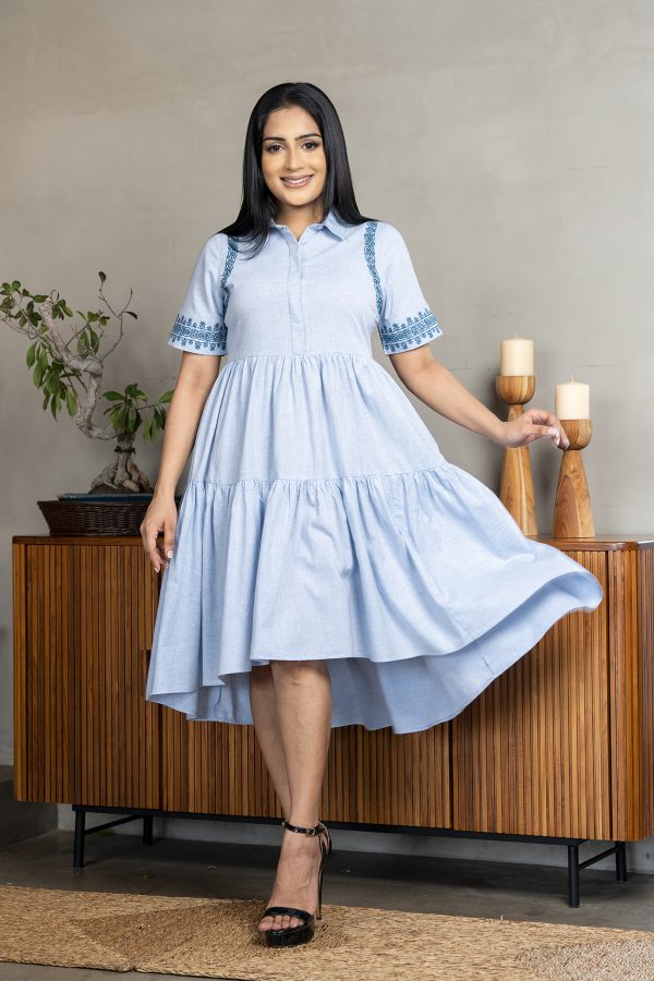 Embroidered Tiered High-low Short Dress - Image 2