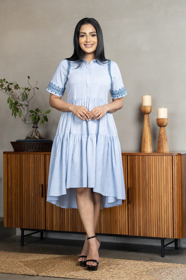 Embroidered Tiered High-low Short Dress - Image 3