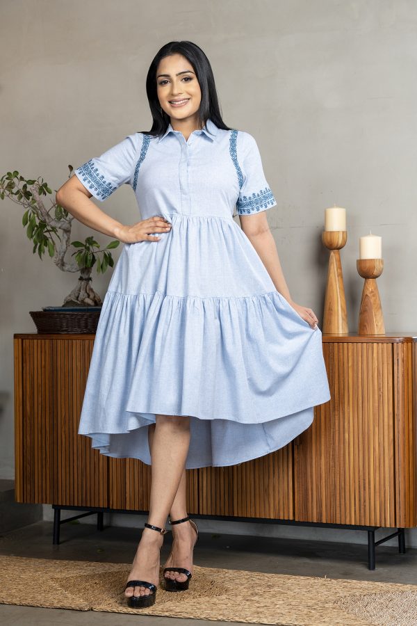 Embroidered Tiered High-low Short Dress - Image 5