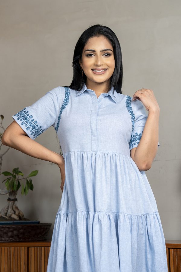 Embroidered Tiered High-low Short Dress - Image 4
