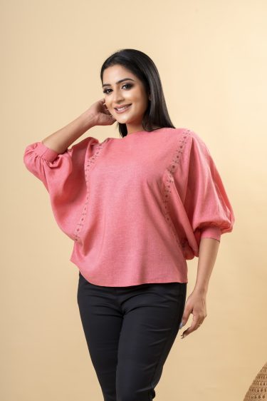 Embroidered Baggy Sleeve Top