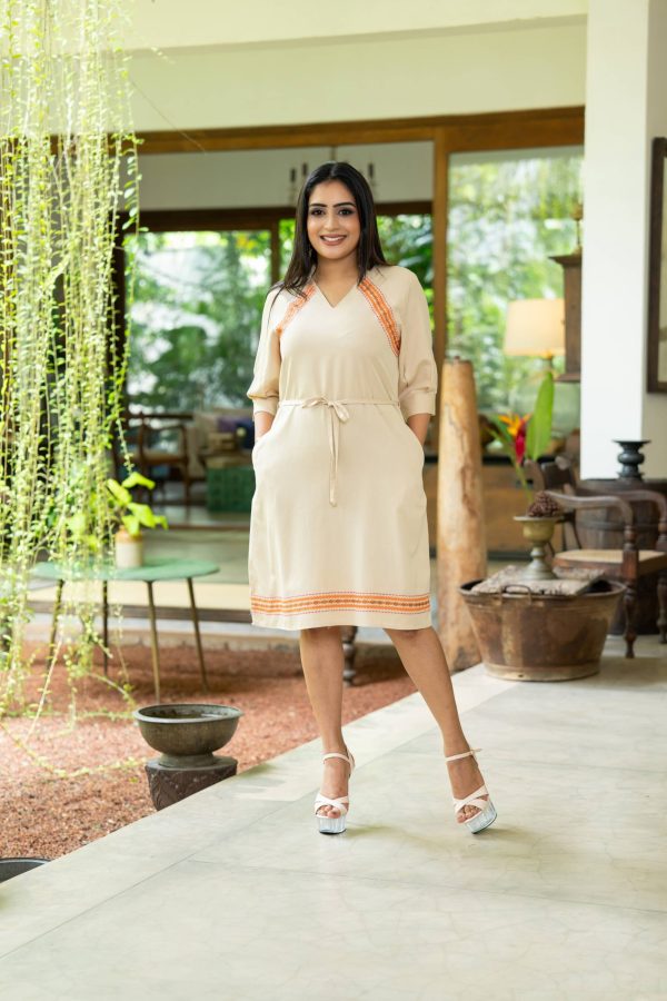 Embroidered Raglan Sleeved Short Dress - Image 2