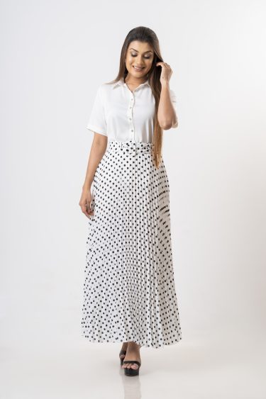 Polka Dot Sunray Maxi Skirt