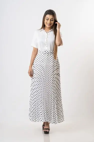 Polka Dot Sunray Maxi Skirt