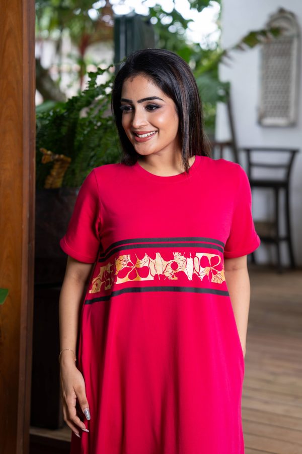 Printed Loose-fit T-shirt Dress - Image 4