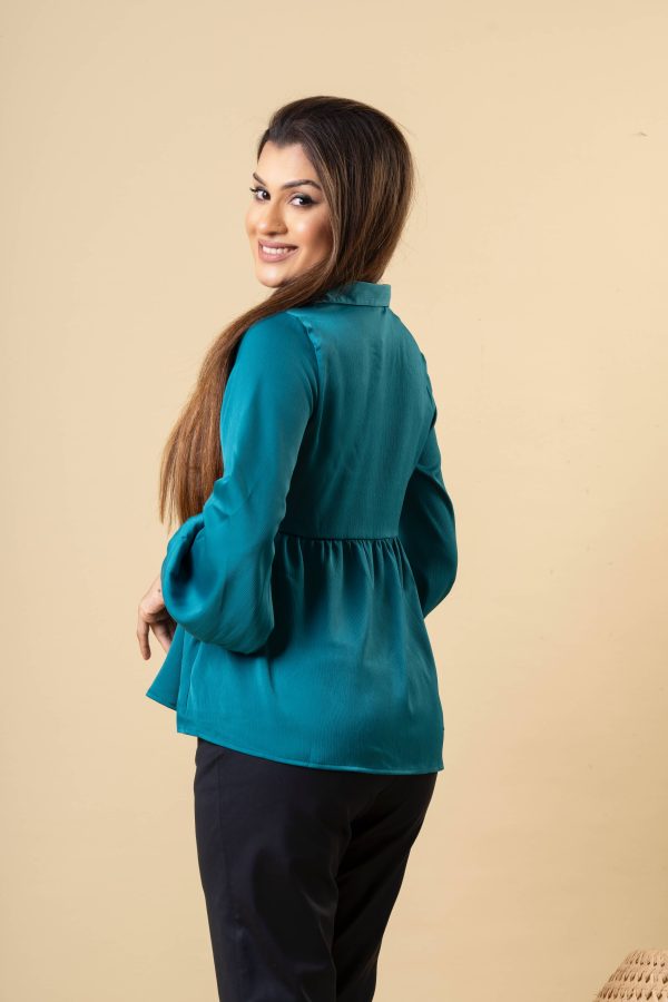 Shirt Collared Peplum Top - Image 4