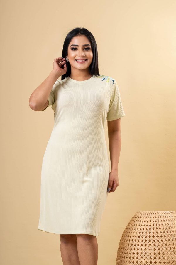 Shoulder Embroidered T-shirt Dress - Image 4