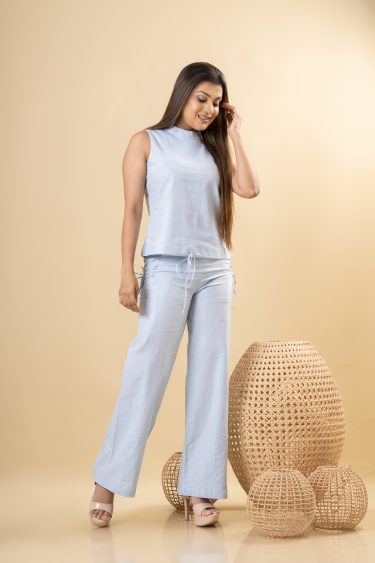 Tie up detailed top & pant set