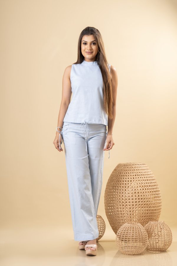 Tie up detailed top & pant set - Image 2