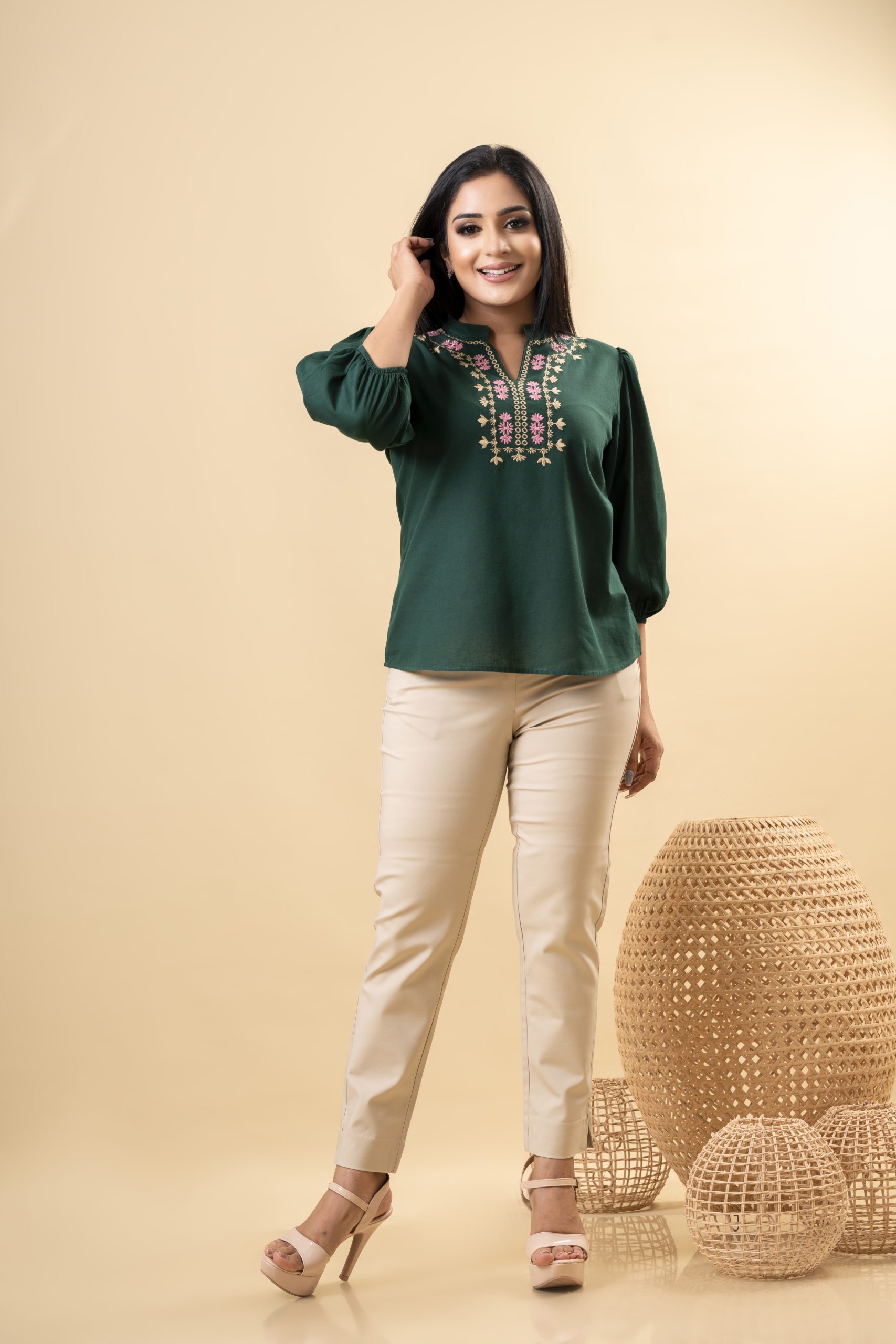 Embroidered Collared Top - Image 5