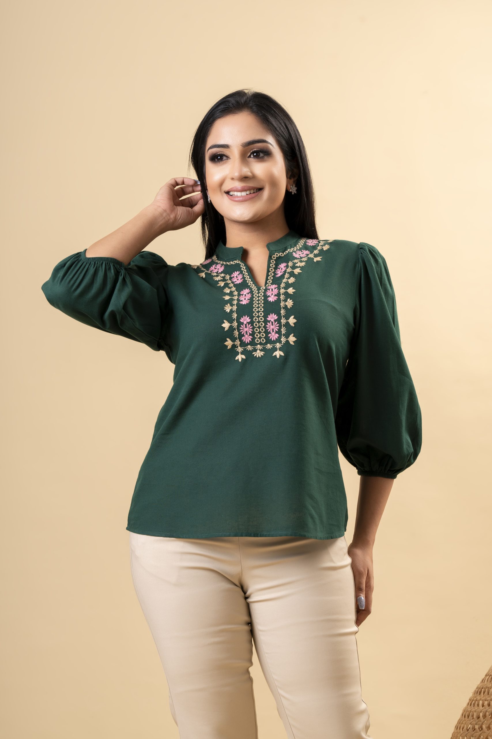 Embroidered Collared Top - Image 4
