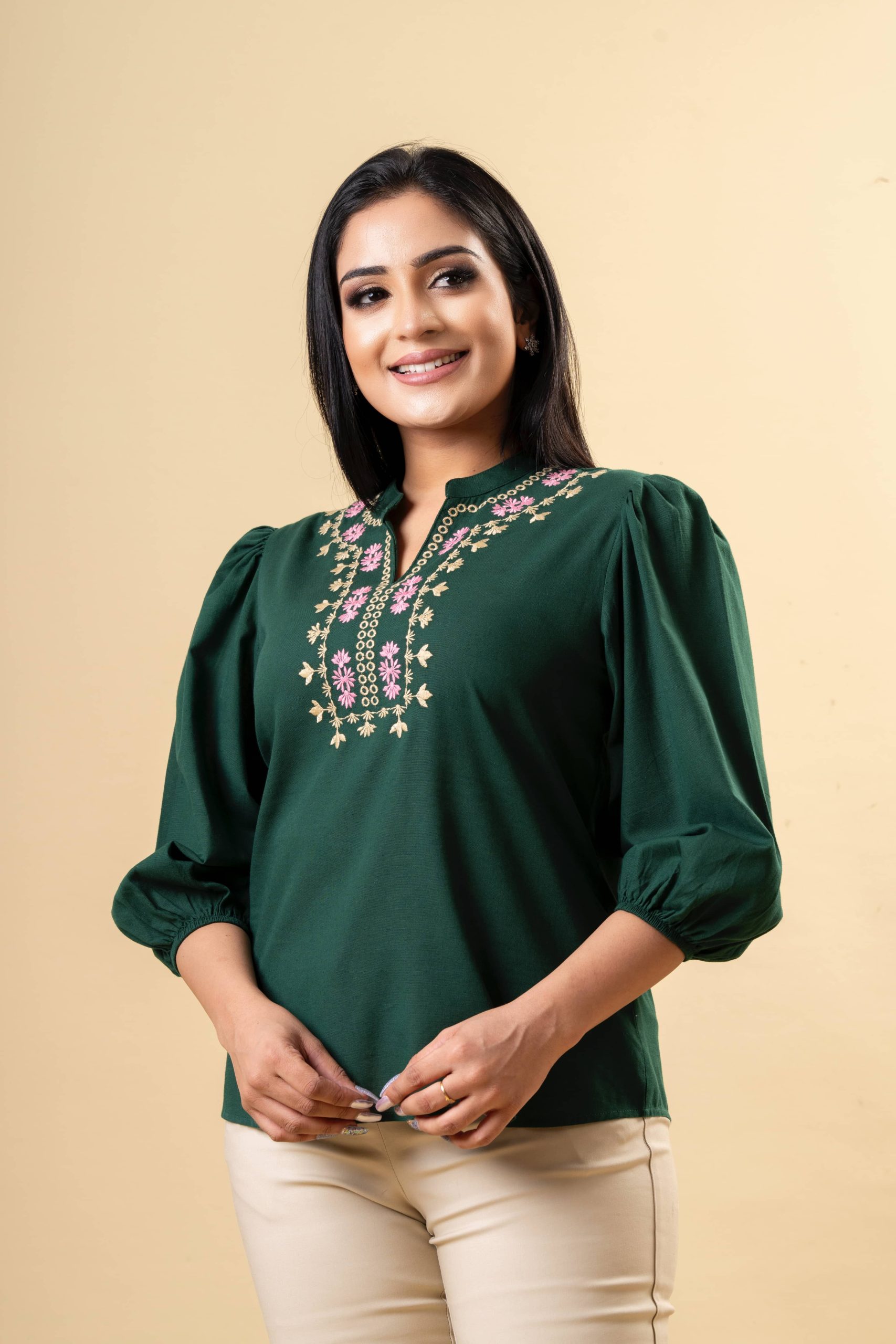 Embroidered Collared Top - Image 3