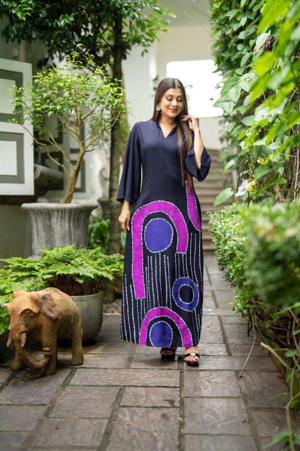 Geometric Abstract Printed Batik Maxi Dress - Image 2