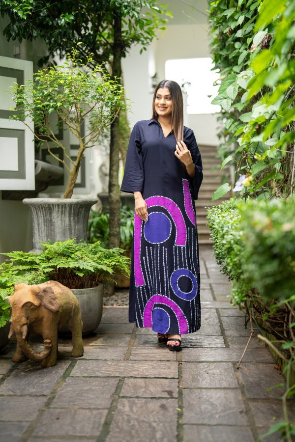 Geometric Abstract Printed Batik Maxi Dress - Image 3