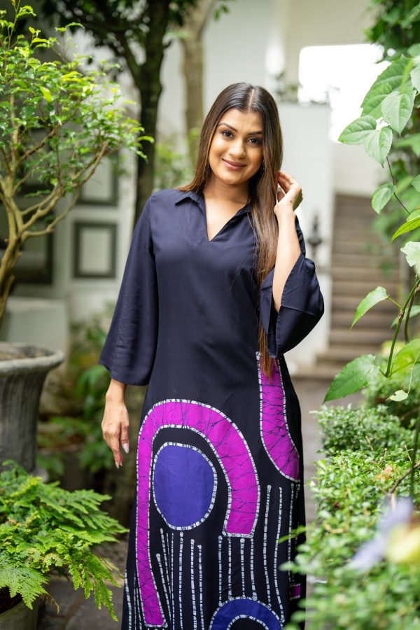Geometric Abstract Printed Batik Maxi Dress - Image 4