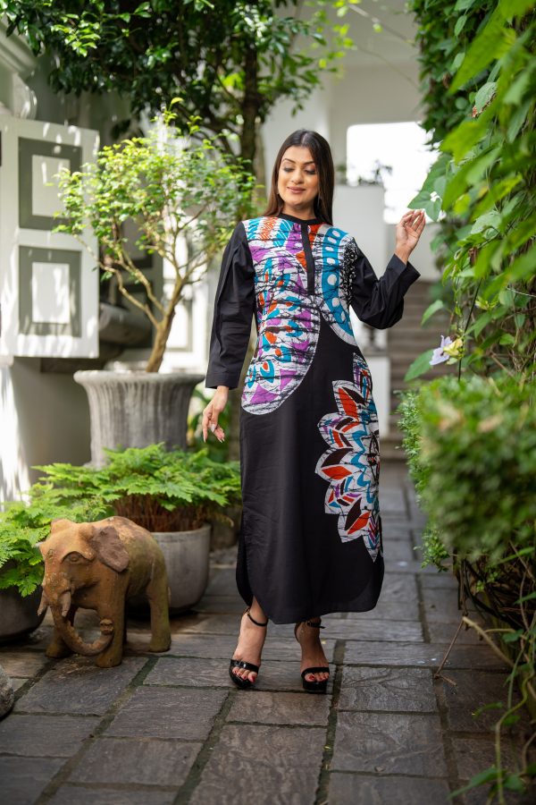 Ombre Floral Printed Batik Maxi Dress