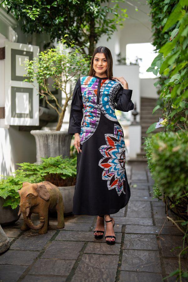 Ombre Floral Printed Batik Maxi Dress - Image 2