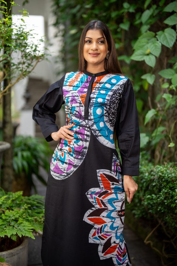 Ombre Floral Printed Batik Maxi Dress - Image 5