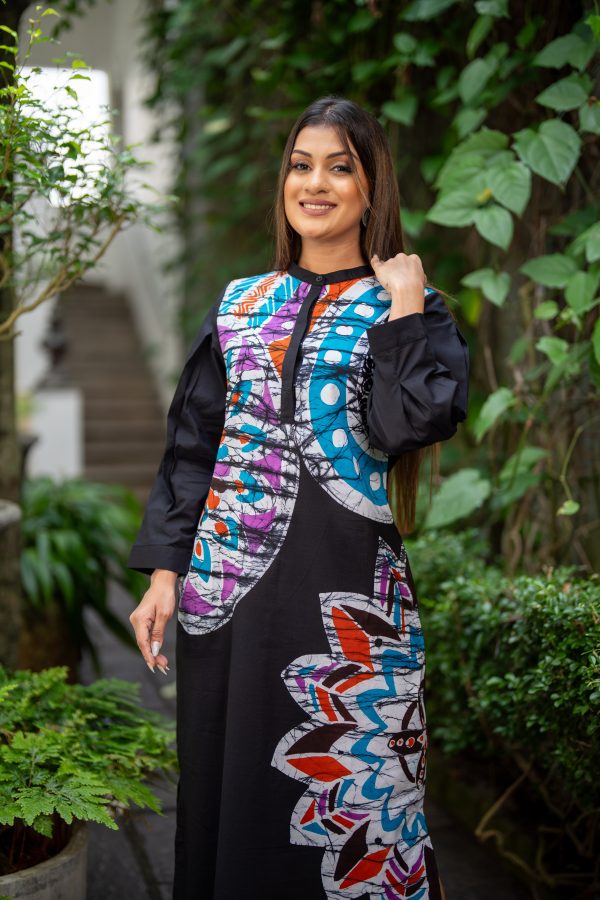 Ombre Floral Printed Batik Maxi Dress - Image 4