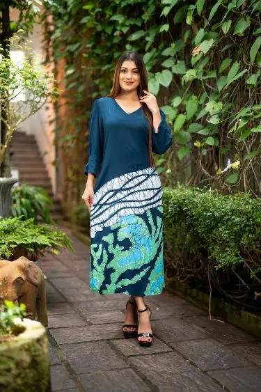 Abstract Printed Batik Midi Dress