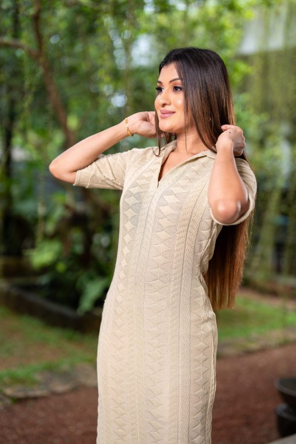 Collared Crochet Midi Dress - Image 4
