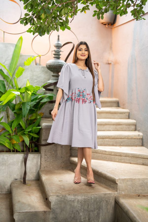 Floral Embroidered Short Dress - Image 2