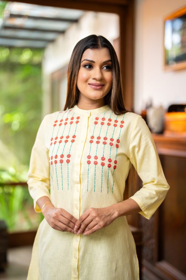 Embroidered Chinese Collared Kurta - Image 5