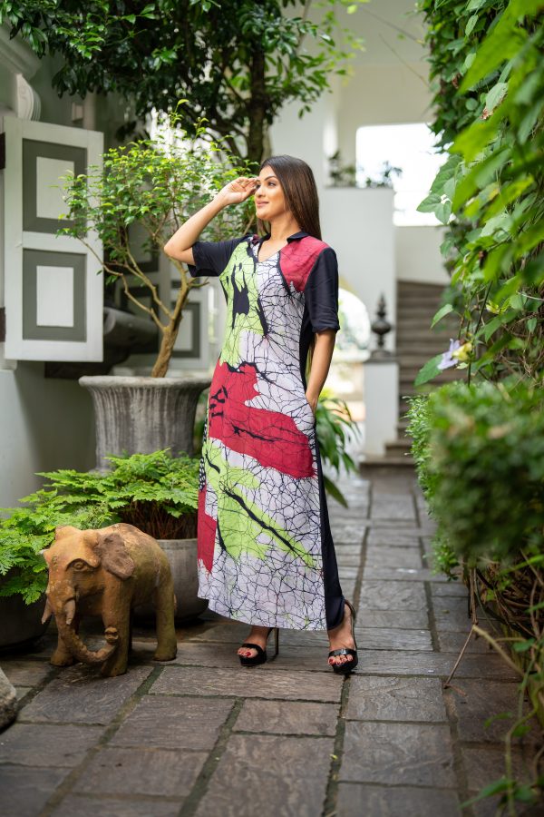 Abstract Printed Batik Maxi Dress - Image 4