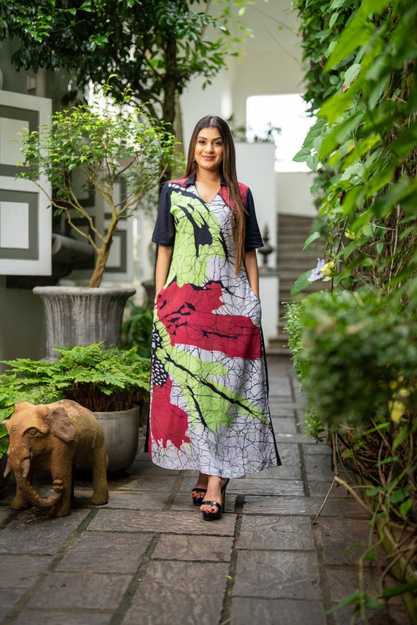 Abstract Printed Batik Maxi Dress - Image 2