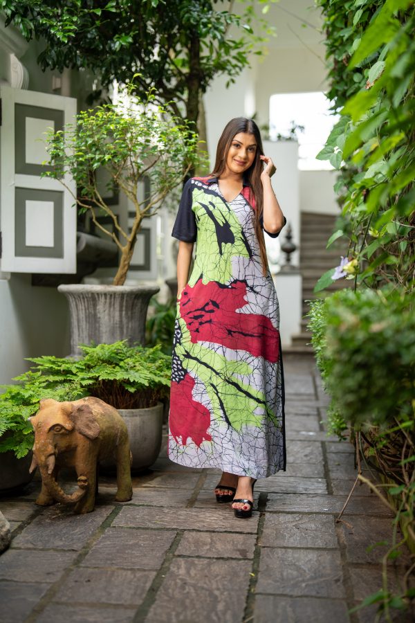 Abstract Printed Batik Maxi Dress - Image 3