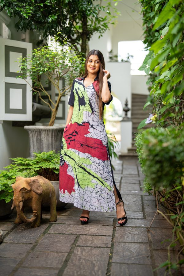 Abstract Printed Batik Maxi Dress - Image 5
