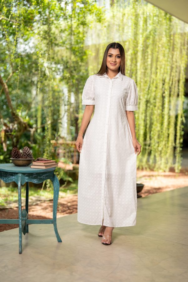 Puff Sleeved Cutlon Maxi Dress - Image 3