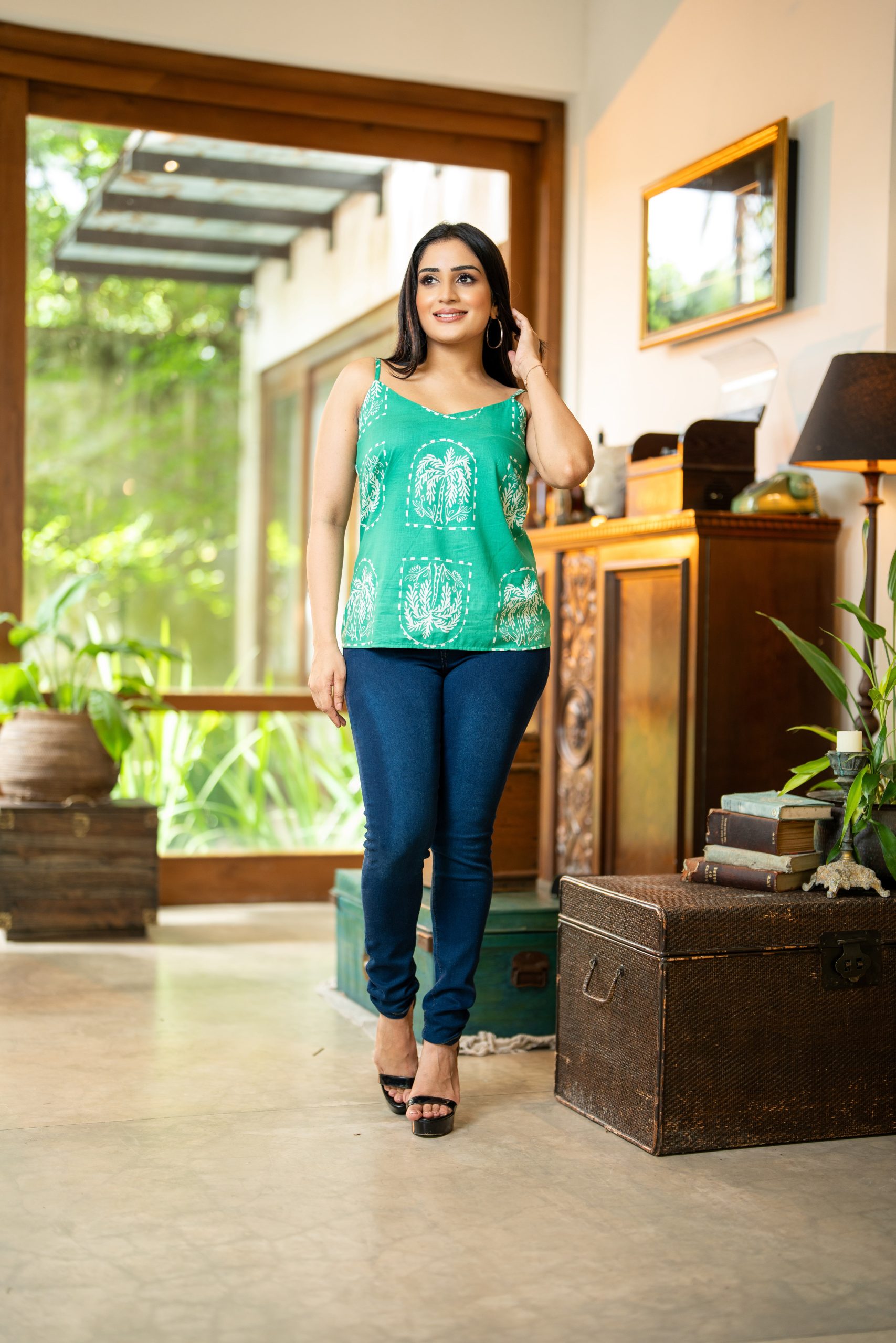 Geometric Patterned Cami Top - Image 4