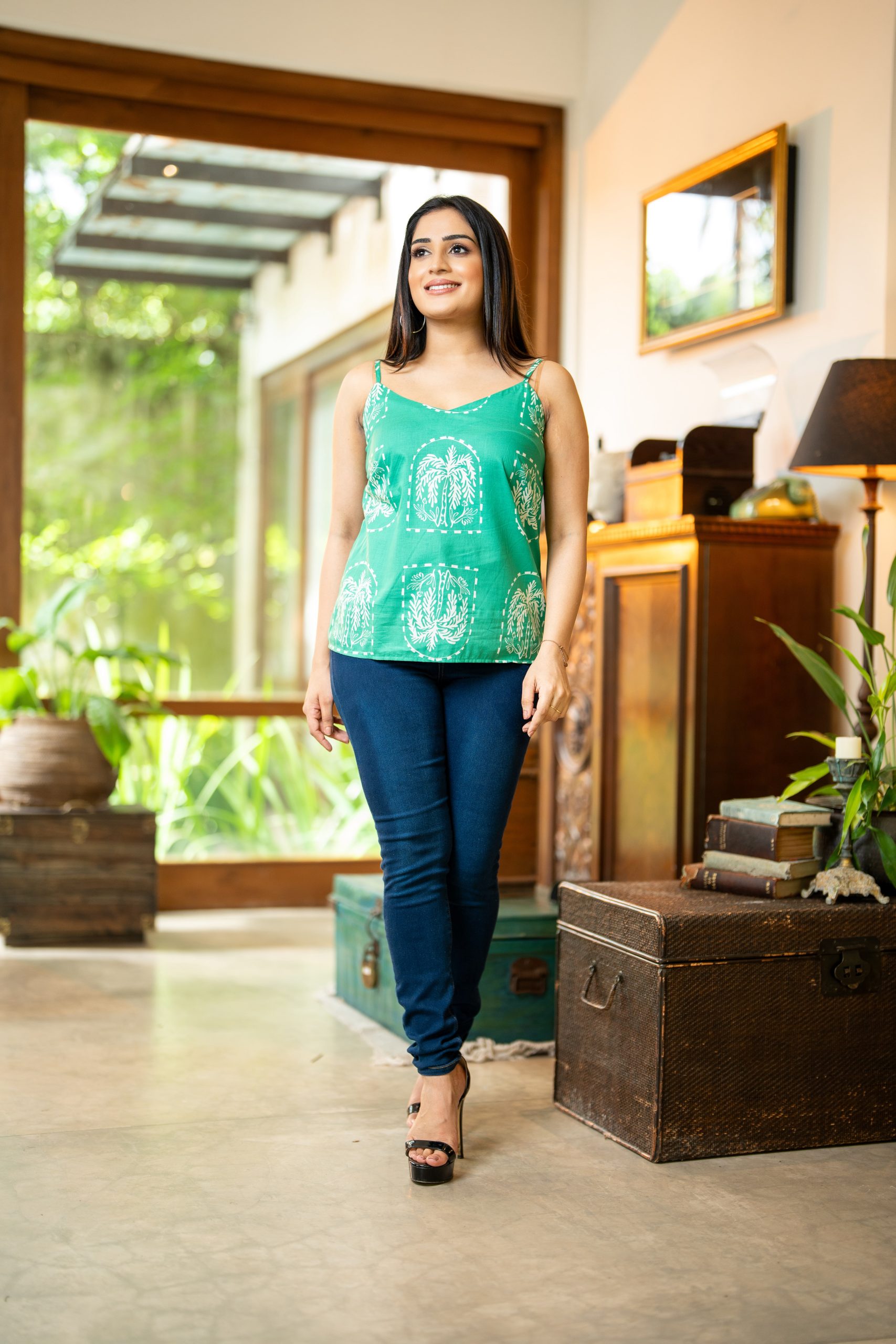 Geometric Patterned Cami Top - Image 3