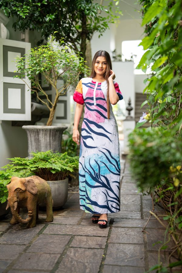 Abstract Printed Batik Maxi Dress - Image 2