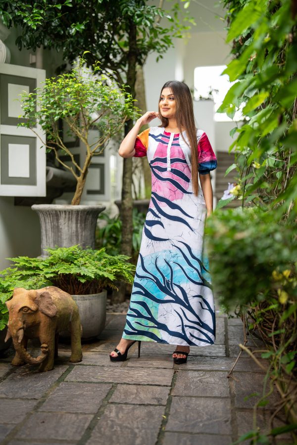 Abstract Printed Batik Maxi Dress - Image 3