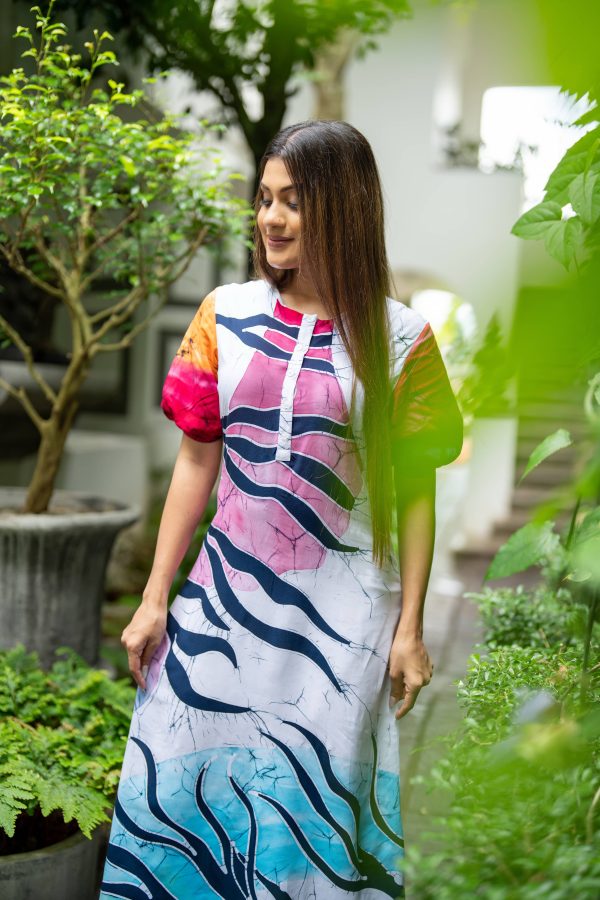Abstract Printed Batik Maxi Dress - Image 4