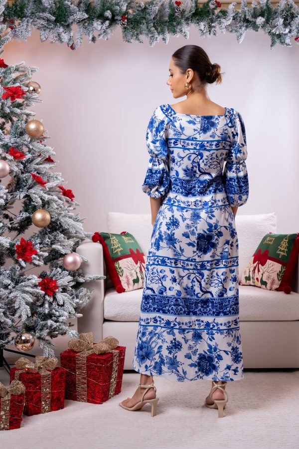 Floral Patterned Evening Wear Maxi Dress - Image 7