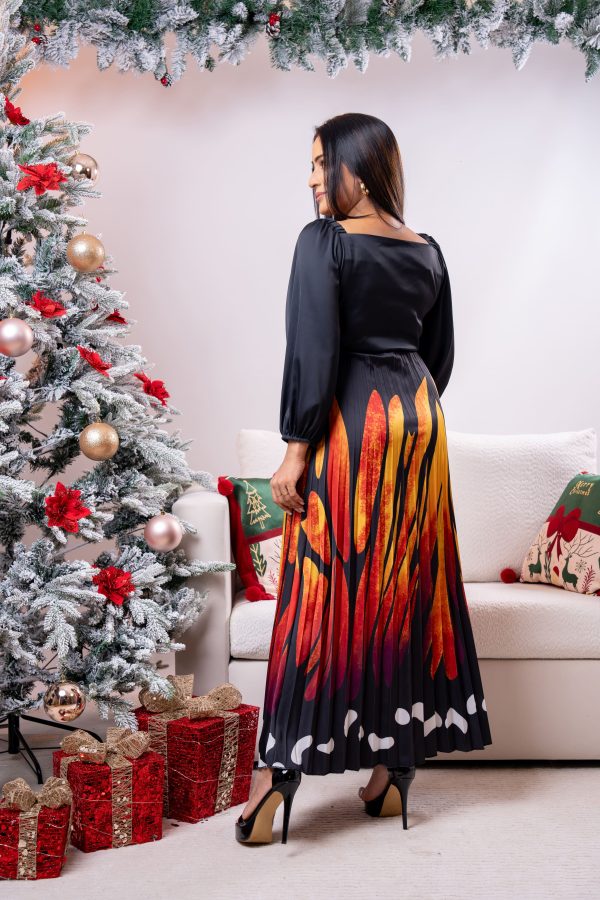 Shoulder Elasticated Pleated Party Wear Dress - Image 6